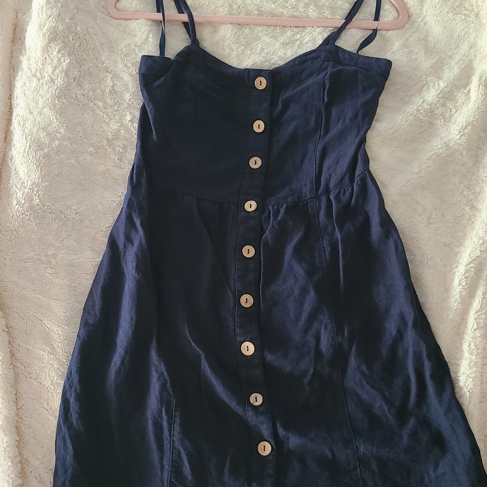 Elegant Navy Button-Down Dress